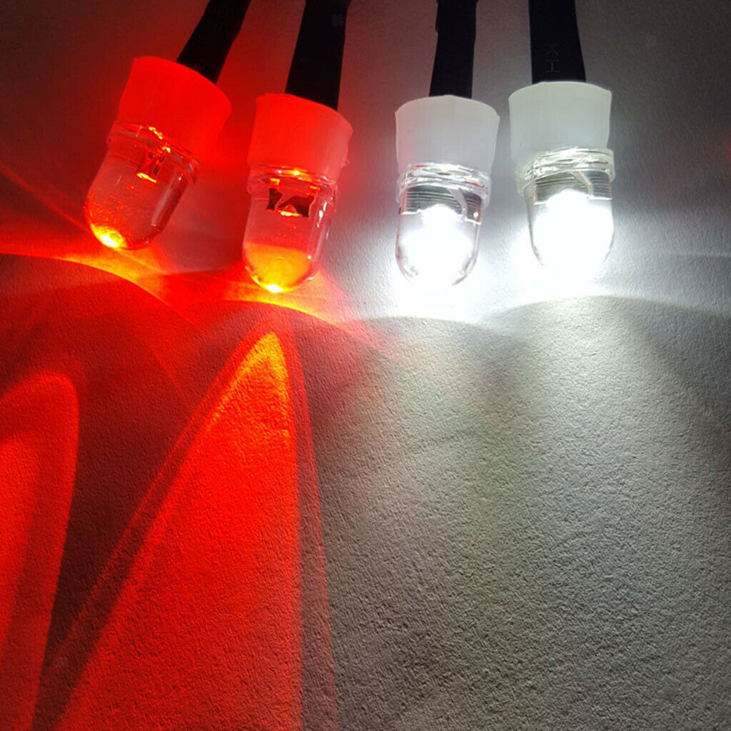 8mm LED Light Bright 2 White & 2 Red Lamp 3-9V for 1/5 1/8 1/10 1/12 1/16 RC Car
