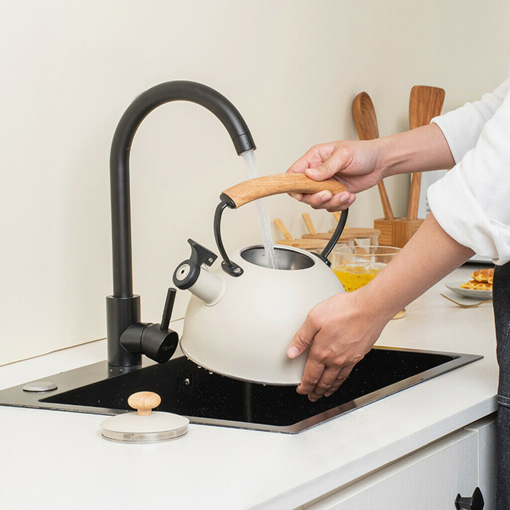 Whistling Tea Kettle Stovetop Tea Pot with Wooden Handle 2.96 Qt/2.8 L