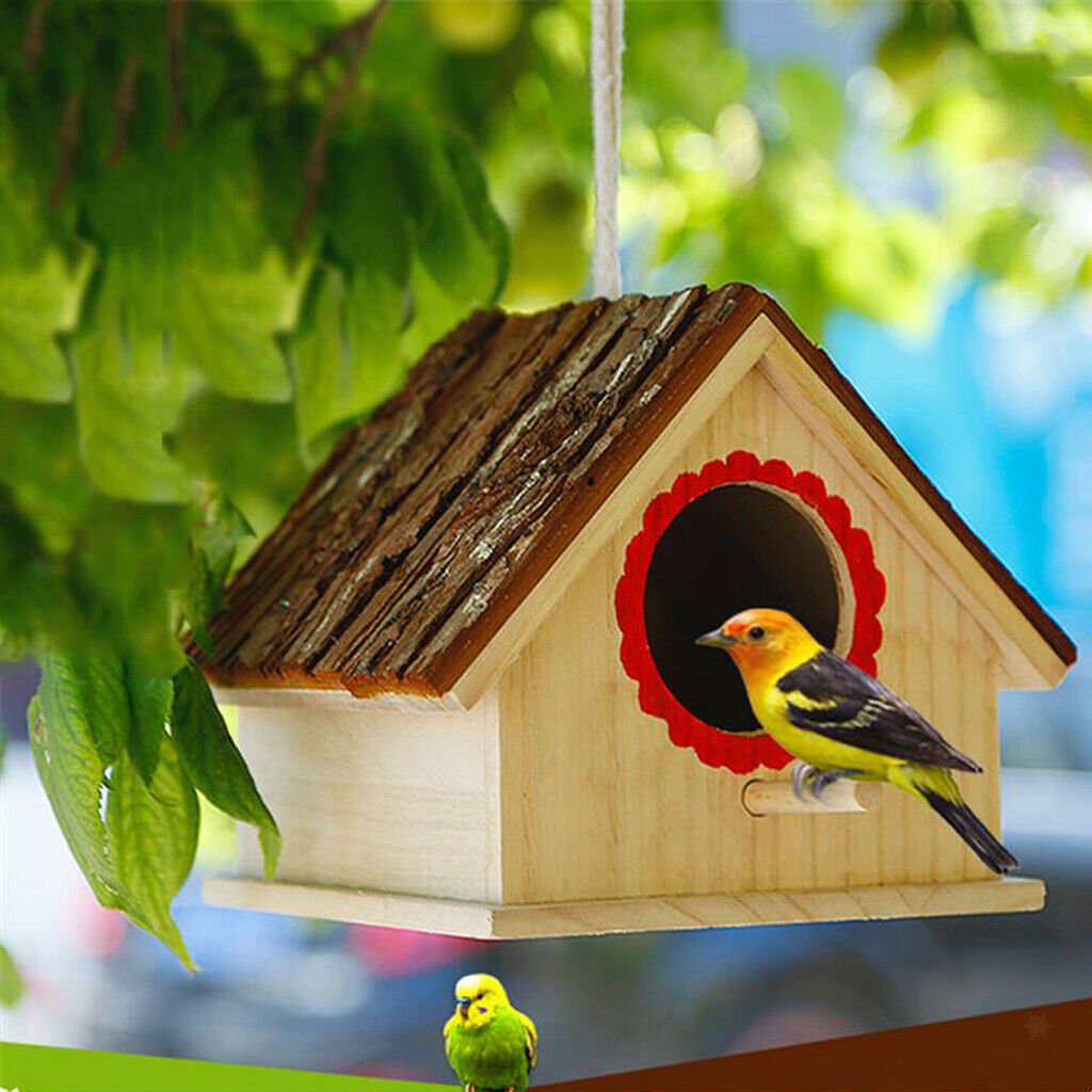 Hanging Novelty Wooden Small Bird House Feeding Station Nest Nesting Box
