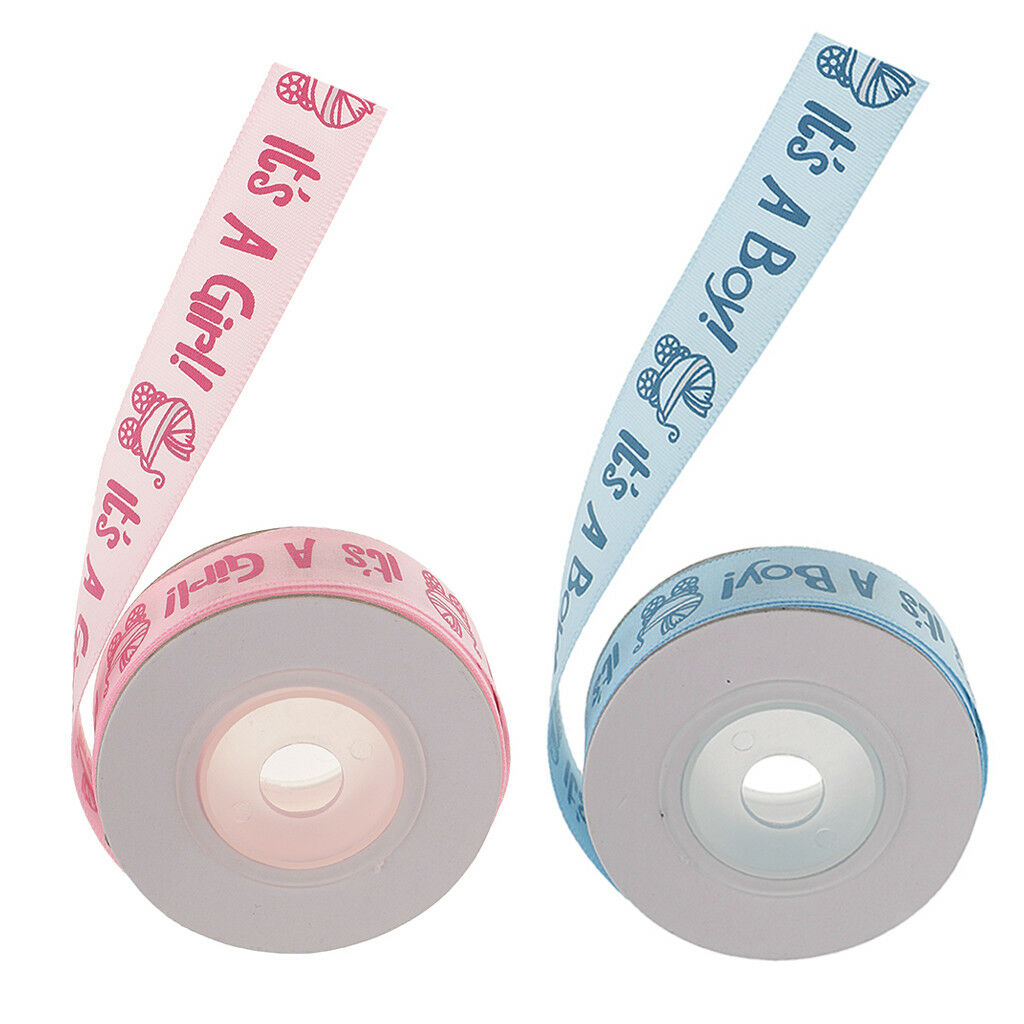 2 Rolls 20yd Boy Girl Baby Shower Satin Ribbon Gift Wrapping Decoration DIY