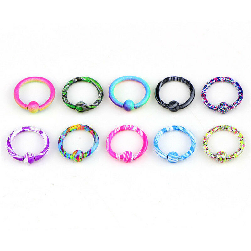 10PCS Body Piercing Round Captive Bead Nose Ring Hoop Stud Gauge Women Jew.l8