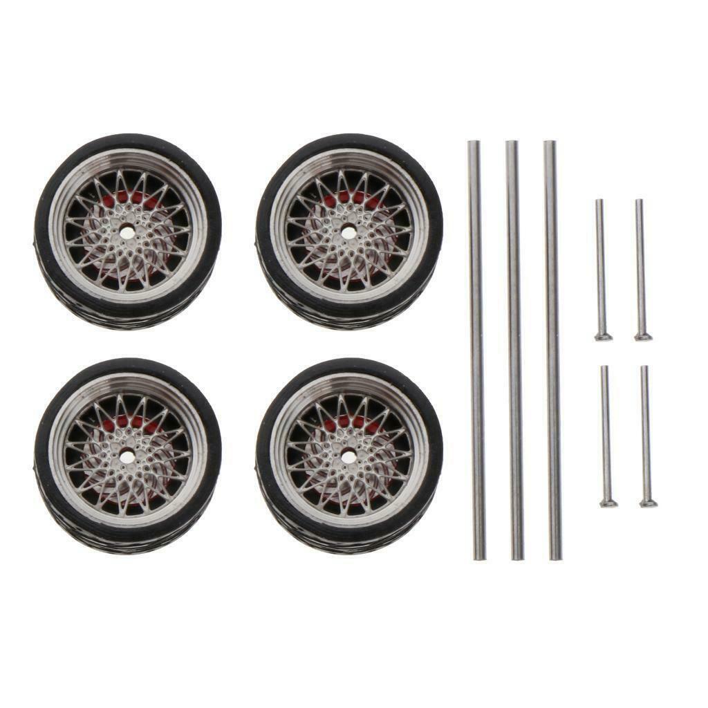 Set of 2 Car Rubber Wheel Accssory A1-A20 4Wheels & 3 axles 5 end caps