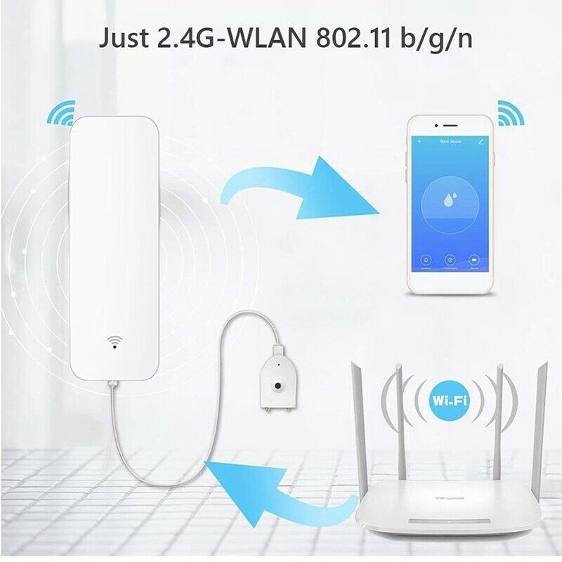 Tuya Wifi Water Leakage Alarm WIFI Leak Sensor Detector Flood Alert Overflow DD7