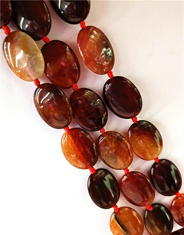 1 Strand 30x23x8mm Brown Dragon Veins Agate Oval Loose Beads DIY 15.5inch HH8484