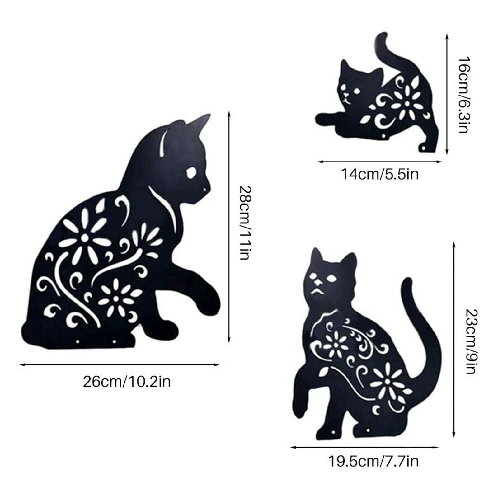 3x Garden Cat Stakes for Home Outdoor Garden Yard Sidewalk Decor Arts Gifts
