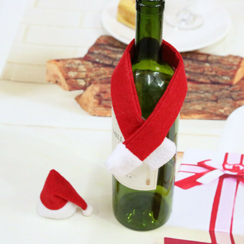 2PCS Christmas Wine Bottle Stopper Santa Hat Scarf Charms Bottle Accessories