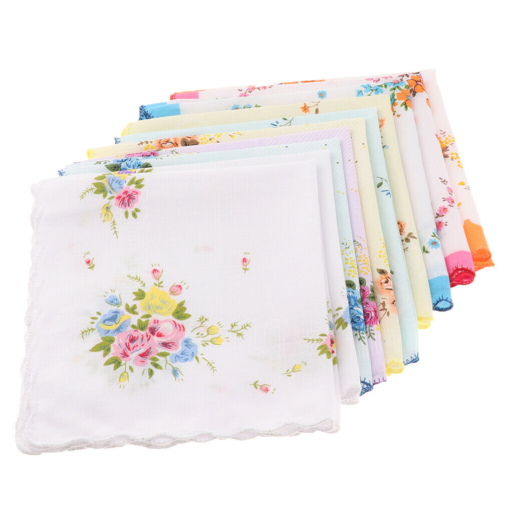 20x Women Lady Mixed Handkerchiefs Party Hankies Pocket Square Gift Set 30cm