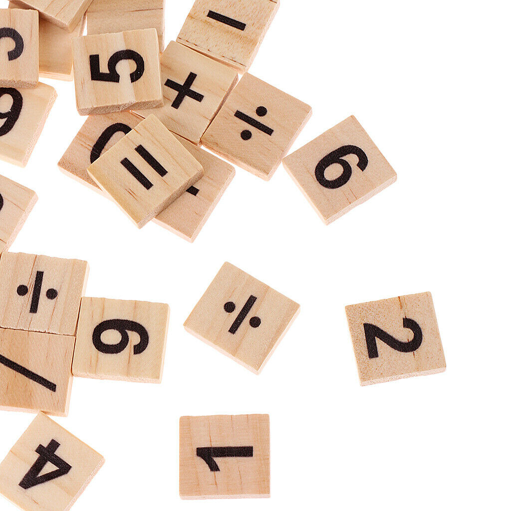 100 pieces wooden puzzles numbers tiles black letters cube blocks