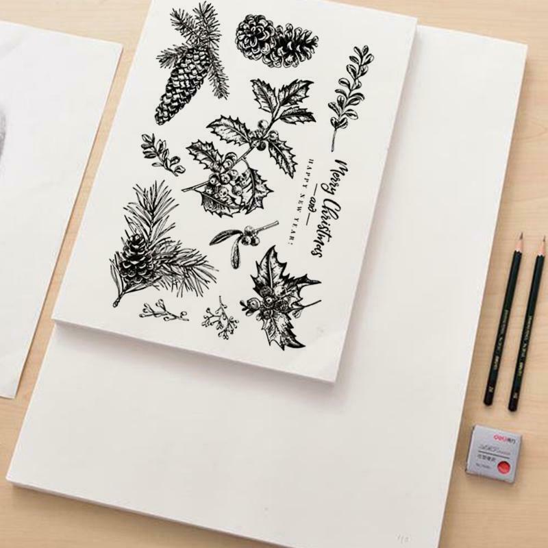 Christmas Pine Cones Silicone Clear Seal Stamp DIY Scrapbooking Embossing Photo