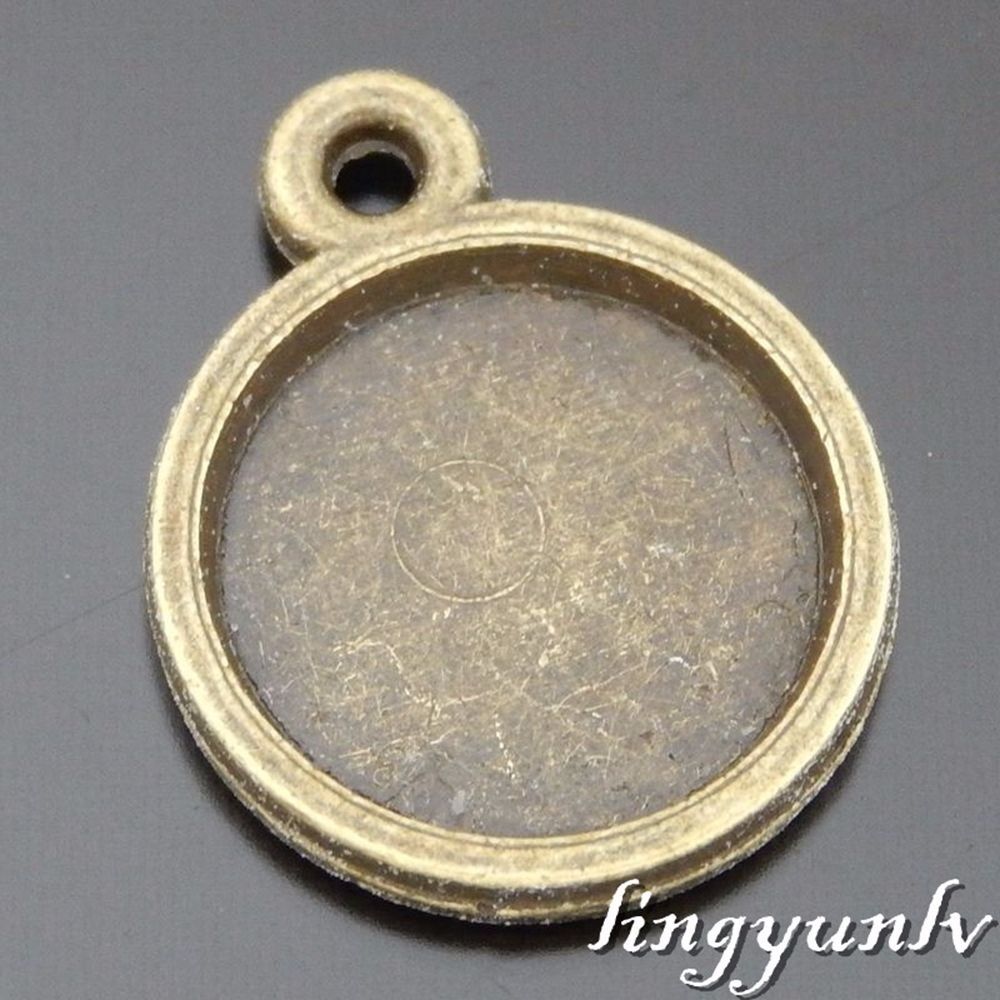 20 pcs Antiqued Bronze Alloy Base 12mm Blank Bezel Frame Earring Pendant Charm