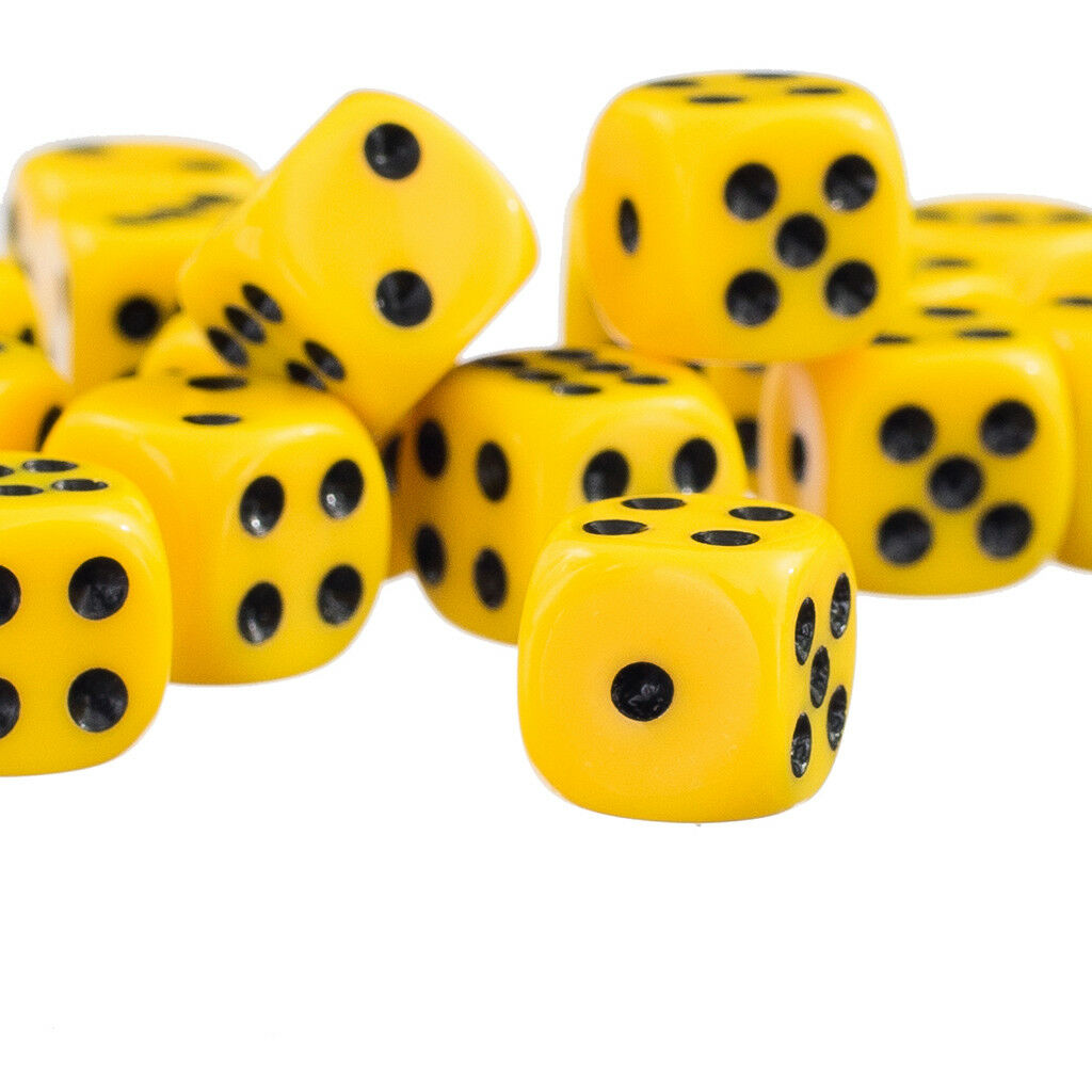 100 Pcs D6 Dice 12mm Six Side Dice for Role Playing Board Games Yellow&Green