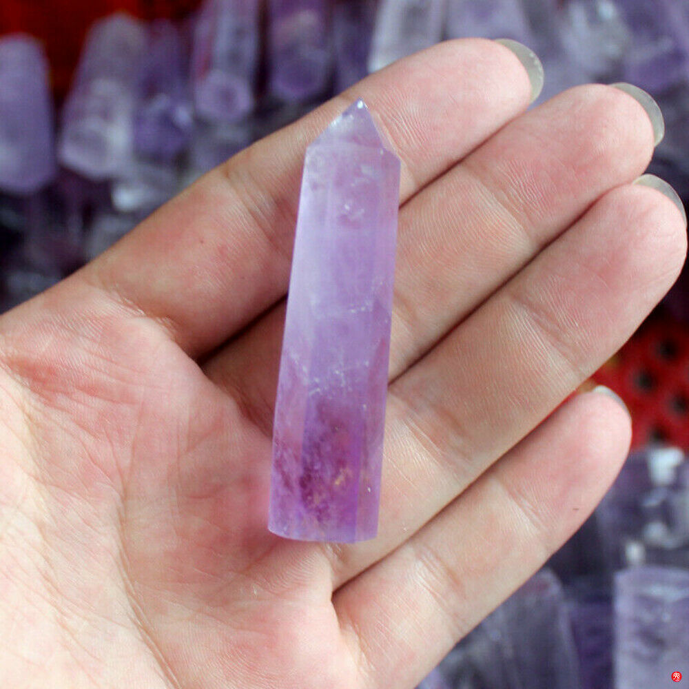 Natural Amethyst Fluorite Quartz Crystal Point Purple Healing Wand 40-50cm