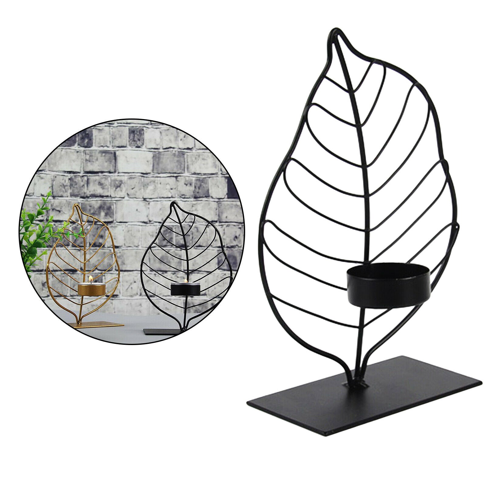 Leaf Candle Holder Candlestick Table Centerpiece Birthday Ornaments Black