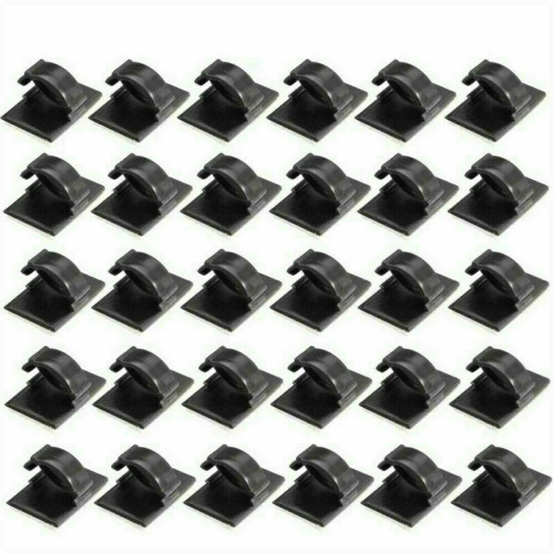 20Pcs Sticky Car Cable Tidy Organizer Clips Clamp Holder Desk Wire Tie Fixer AU