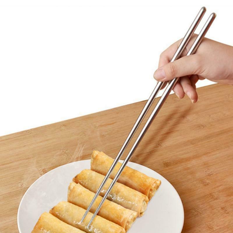 Extra Long 36cm Stainless Steel Cooking Chopsticks For Hot Pot Frying Noodles