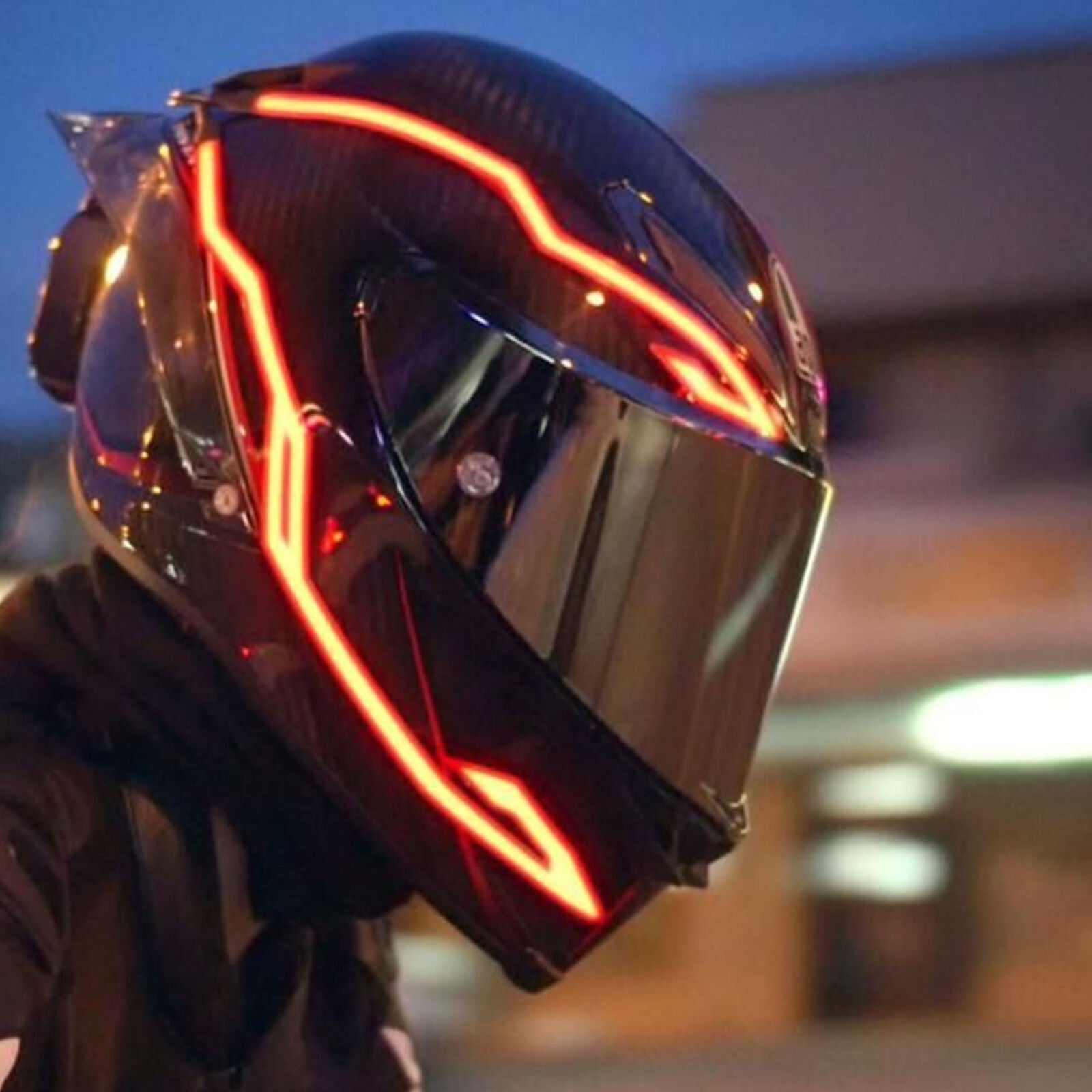 Motorcycle Bike Helmet Led Light Strip Kit Bar 3 Modes Red Cold Light Decoration