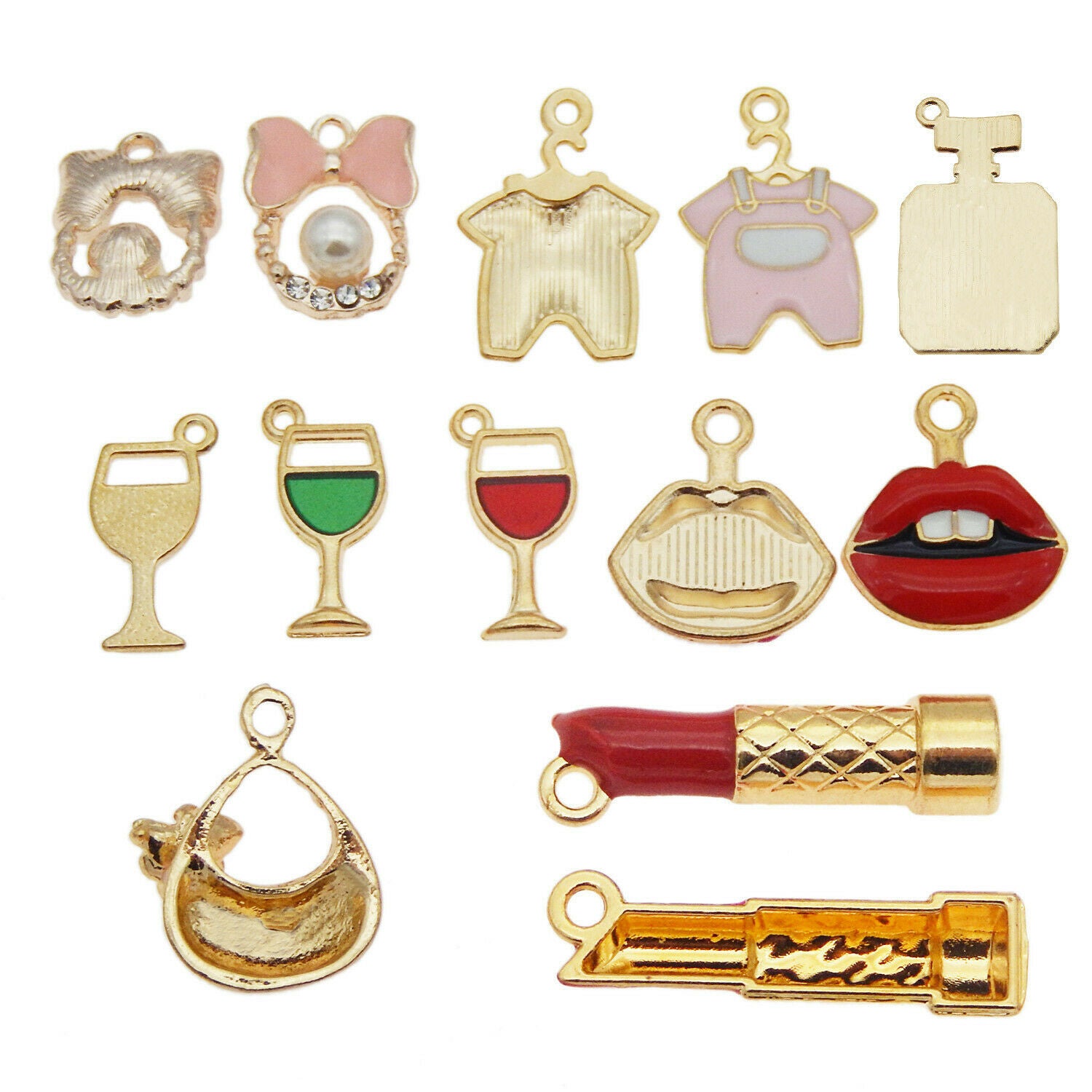 10 Mix Lot Purse Bag Charm Enamel Makeup Accessories DIY Crafting Jewelry Making
