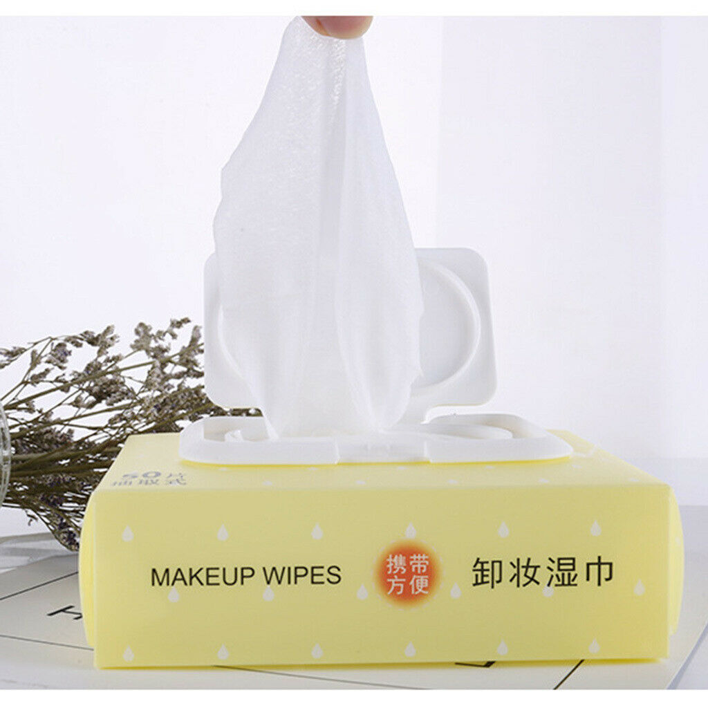 50pcs/Pack Mild Facial Cleansing Towelettes Makeup Remover Wipes Violet Flavor