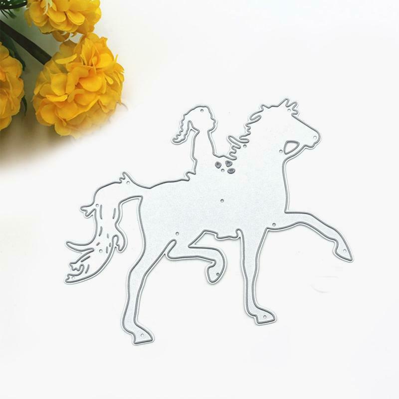 Girl Horse Metal Cutting Dies Stencil Scrapbooking DIY Album Stamp Paper craft