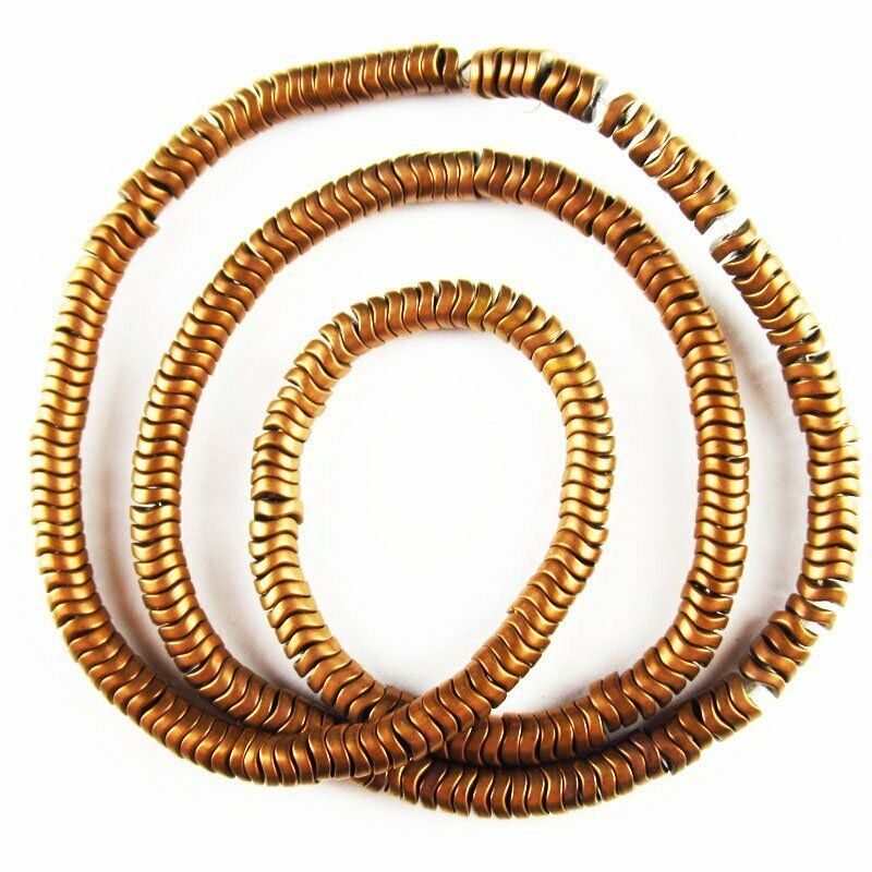 Coffee Frosted Hematite Wavy Pendant Loose Bead 15.5 inch 4x2mm 20g A-458TS