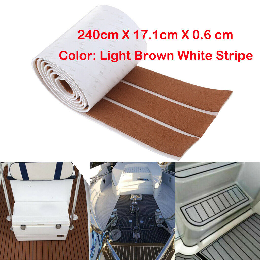 Marine Yacht Flooring EVA Foam Teak Decking Sheet Light Brown White Stripe
