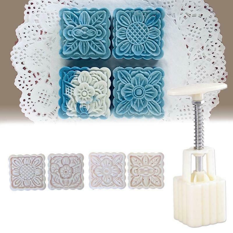125g 4pcs Flower stamps Square Moon Cake Mould