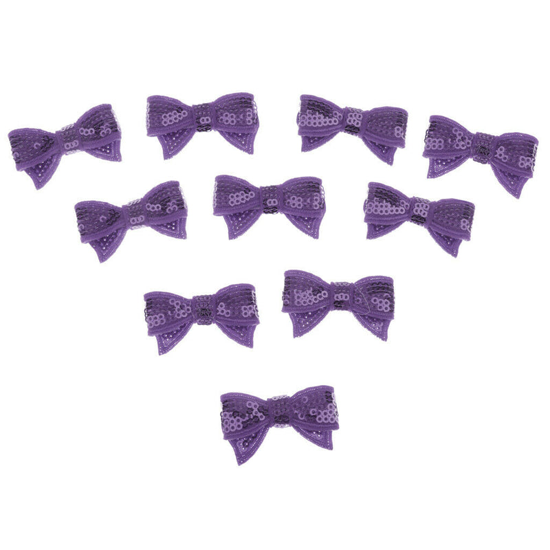 Fabric Sequin Bow Tie Iron-On Bling Baby Kid Cloth DIY Craft Patch Purple