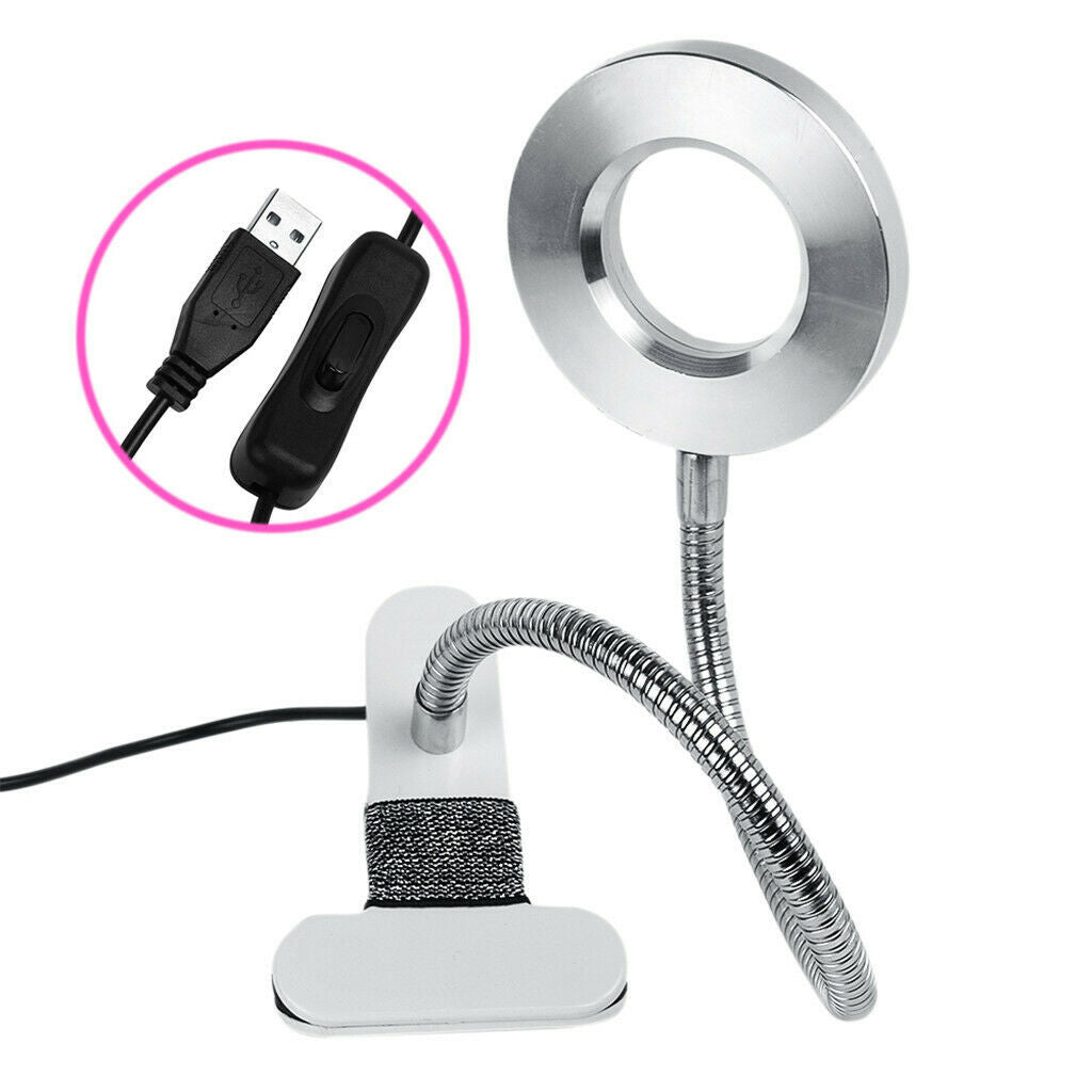 Salon Adjustable USB White LED Light Hollow Flexible Lamp With Clamp Holder For