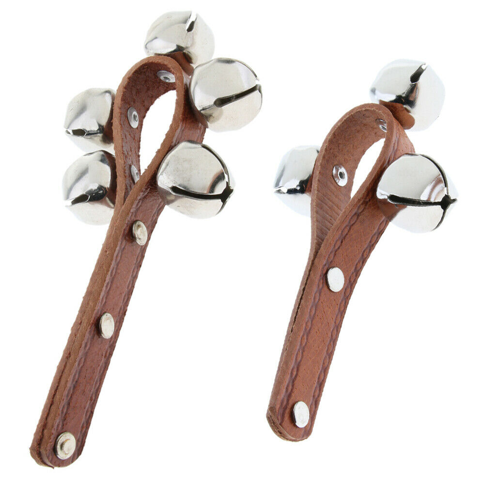 Jingle Bells Musical Instrument with Leather Strap for Baby Kids  3 Bells