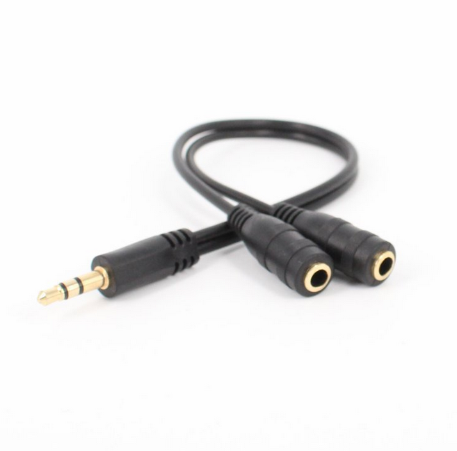 Audio Splitter Y Cable Jack Male to 2 Female M/F 3.5mm Stereo Earphone Headphone