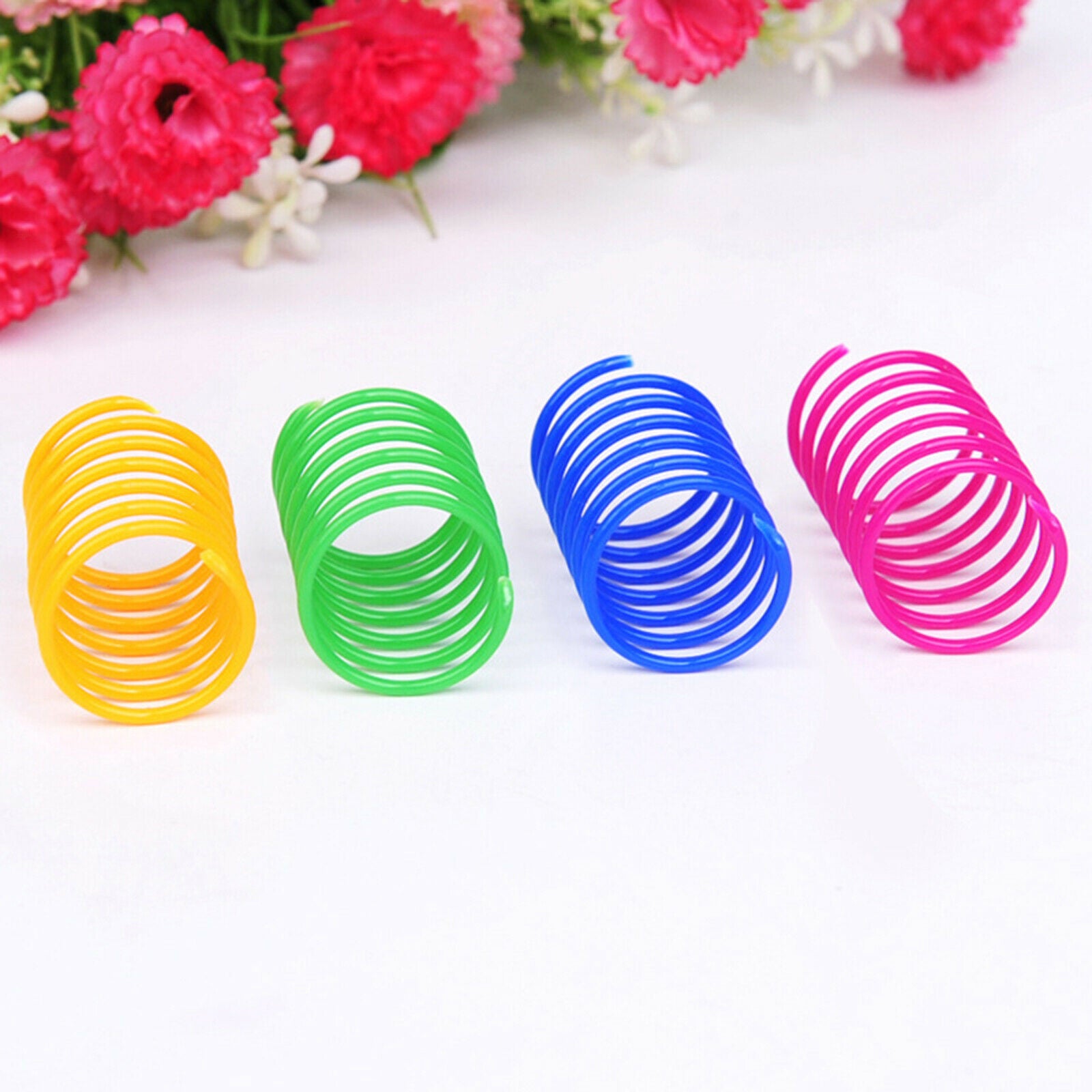 4x Cat Spring Toys Plastic Colorful Training Playing Pet Supplies Gifts