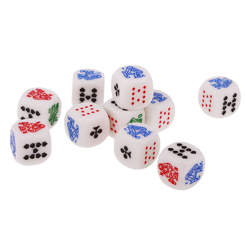 Lots 10 6 Sided Poker Card Dice Casino Poker Favours Prop Tabletop Supplies