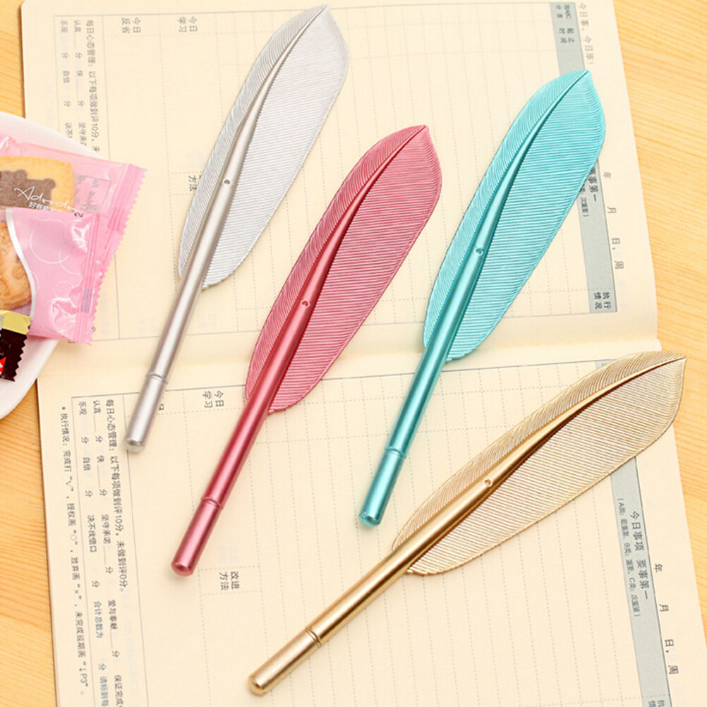 5x New Cute Wing Feather Ballpoint Ink Pens Creative Stationery Student Gif3 Fx