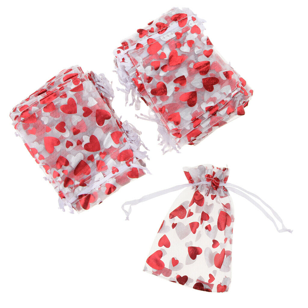 Lot of 100pcs  Love Heart Drawstring Gift Pouch Candy Gifts Bag