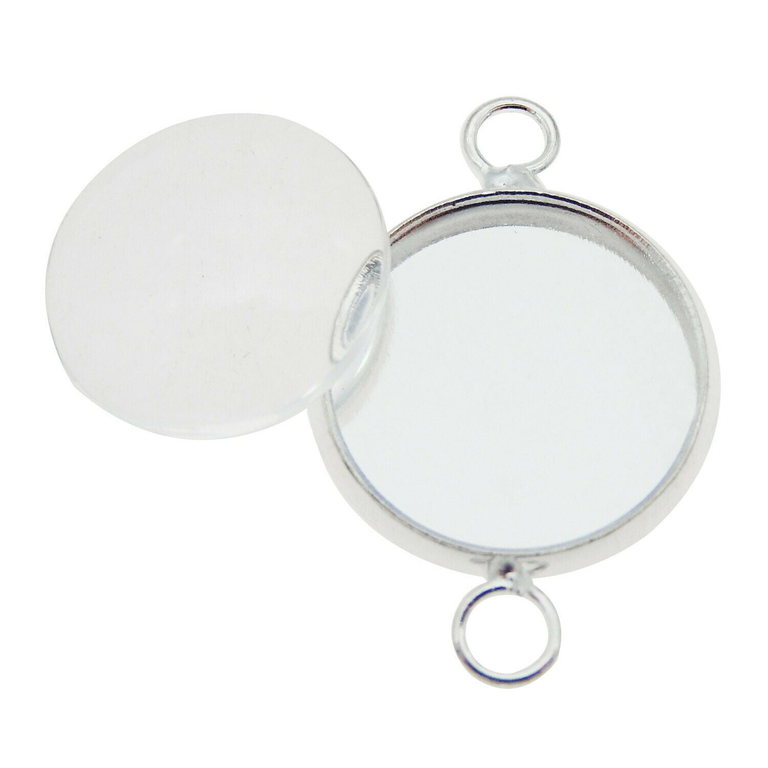 8 sets Round Brass Bezel Glass Cabochons Charms 12mm Pendant Jewelry Connectors
