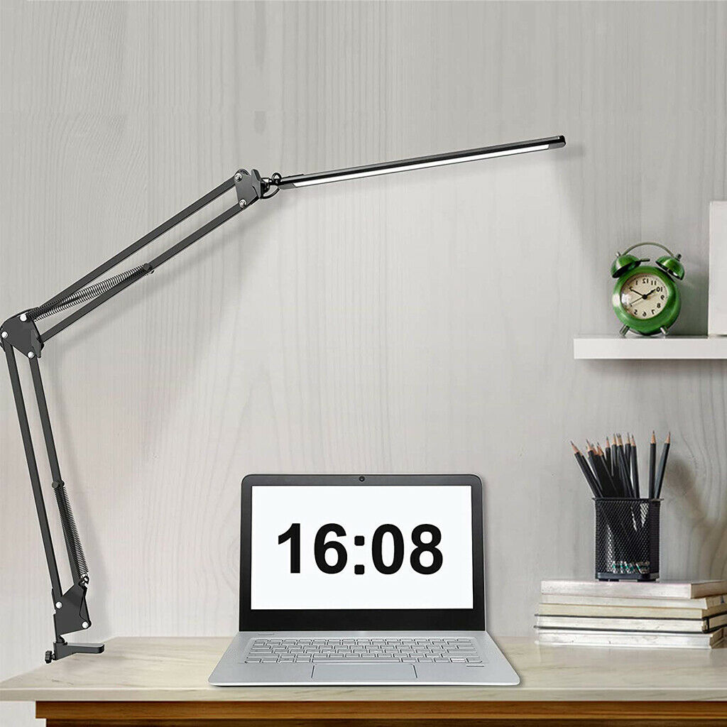 Bedroom USB Flexible Arm Study LED Light w/ Clamp Desk Lamp Dimmable Office