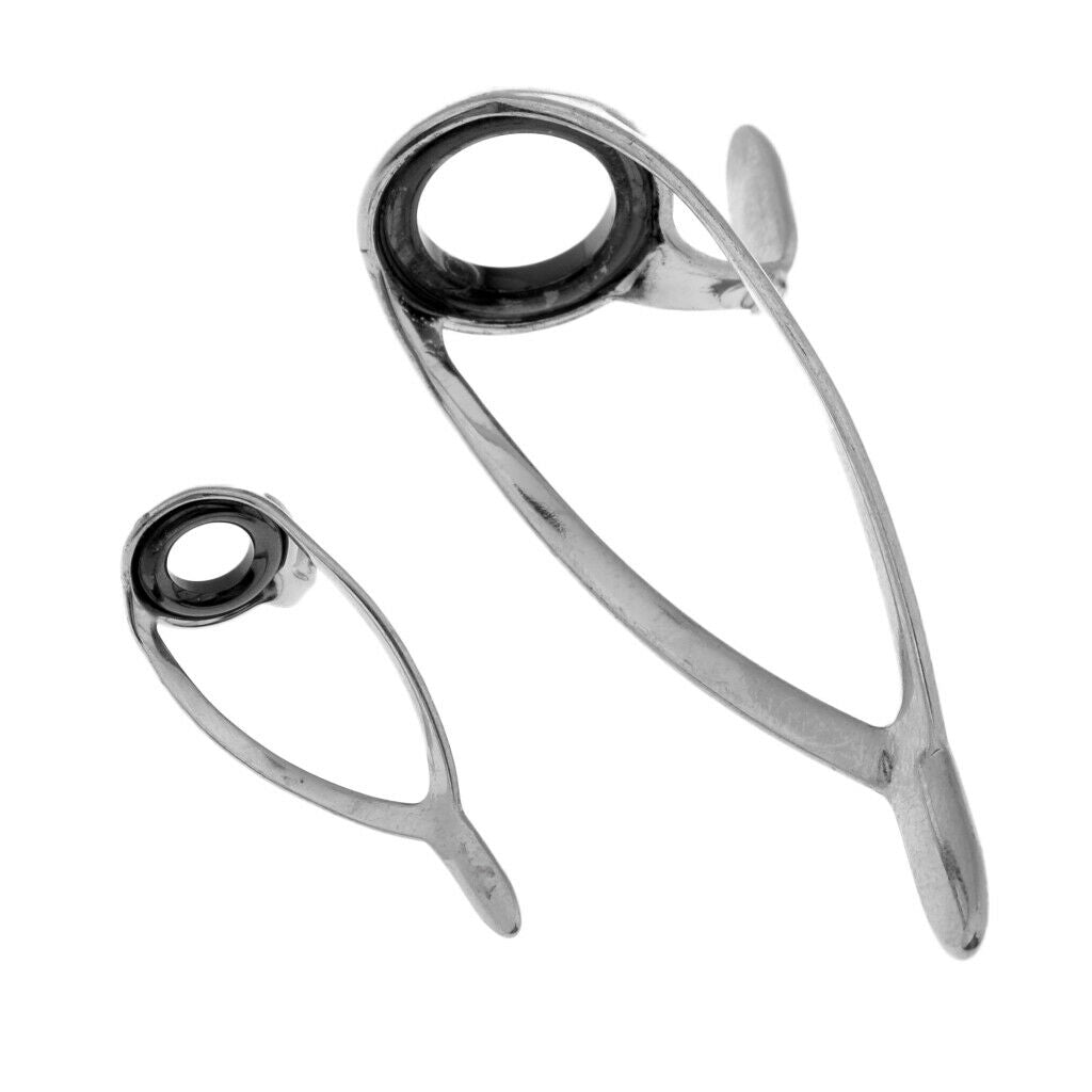 Set of 7 Fishing Rod Guides Replacement Stainless Steel Double Leg Guides