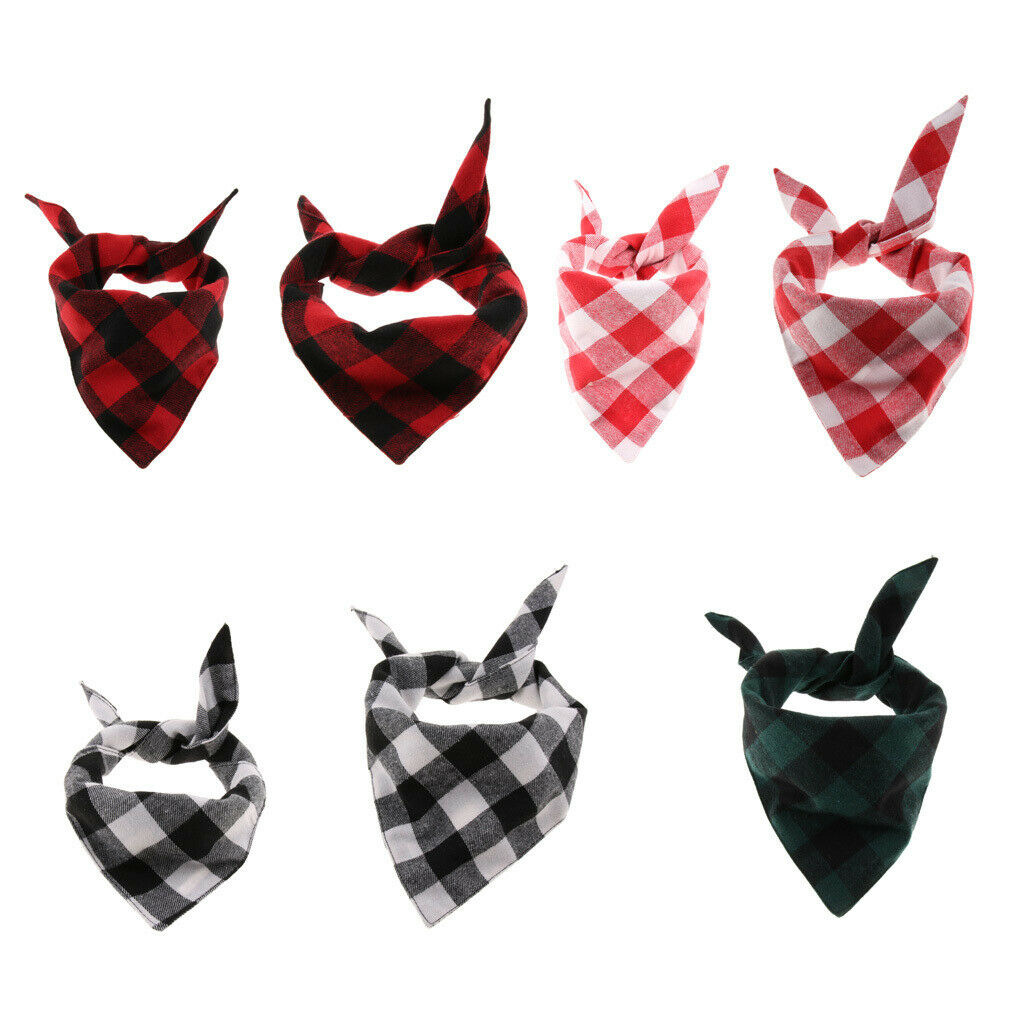 Dog Cat Collor Plaid Type Scarf Decorative Saliva Towel Red Black S