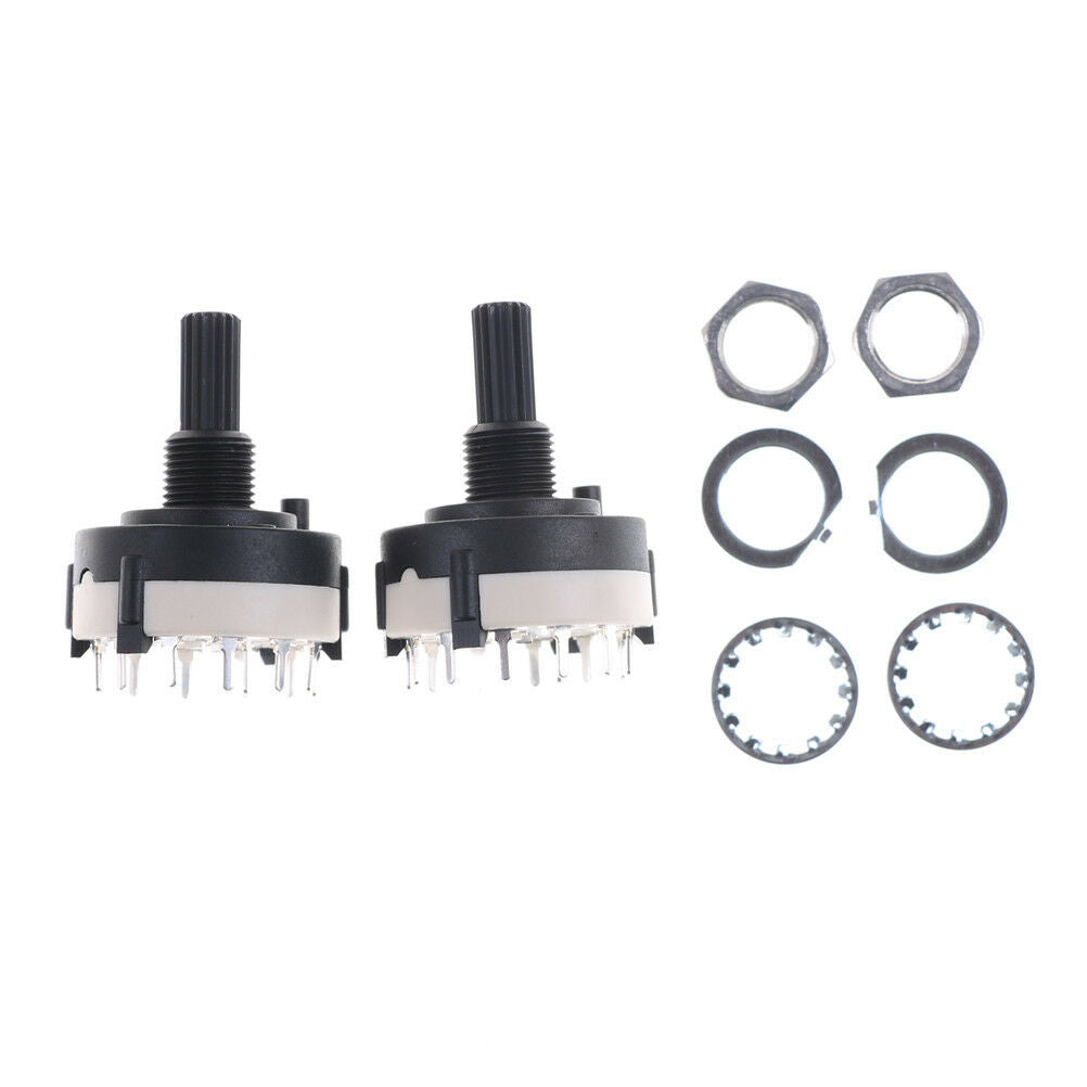 2x 1 Pole 12 Position Panel PCB Wiring Rotary Switch 18 Teeth Shaft Adjust.l8