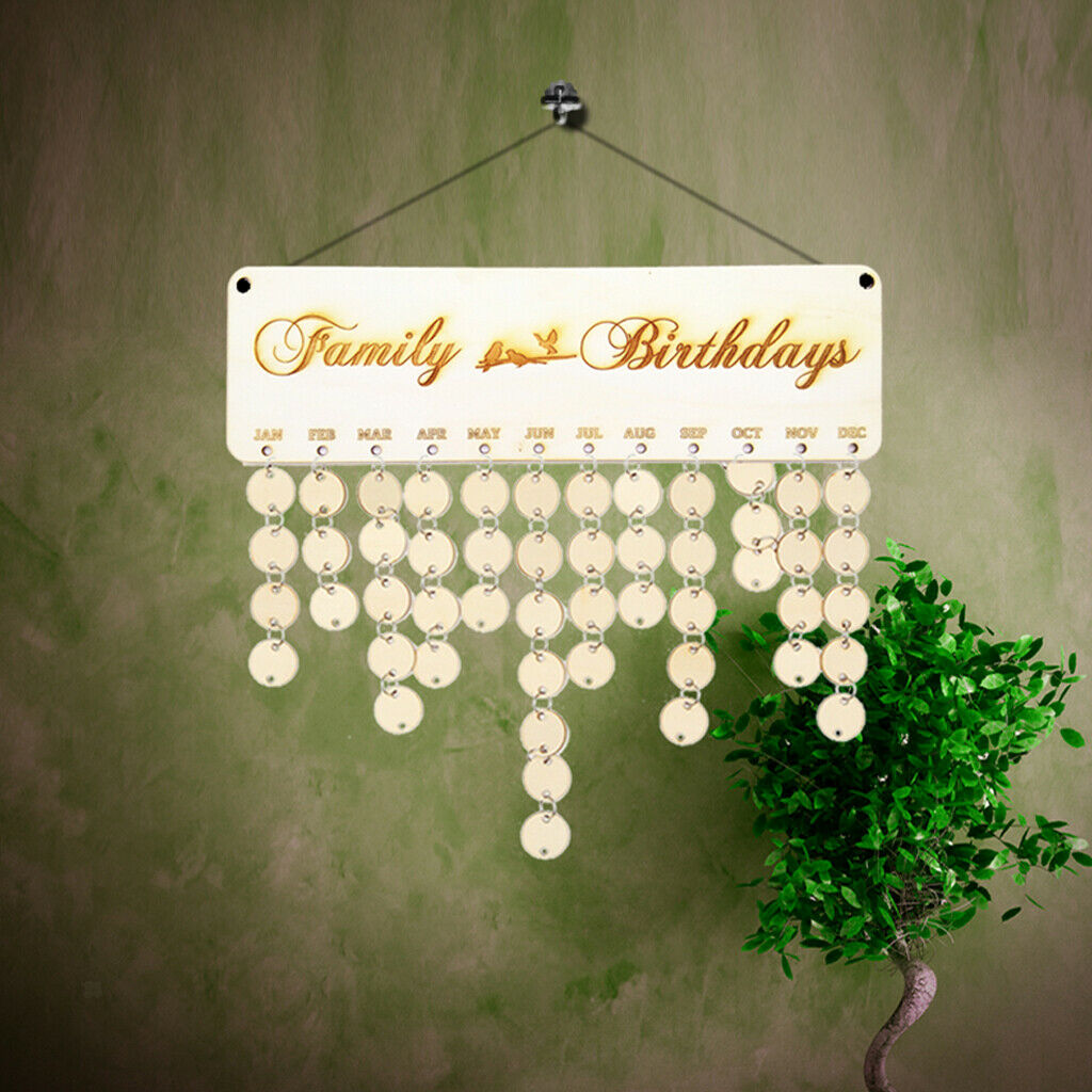 Family Birthdays Reminder Calendar Wooden Board Hanging Plaque Accessories
