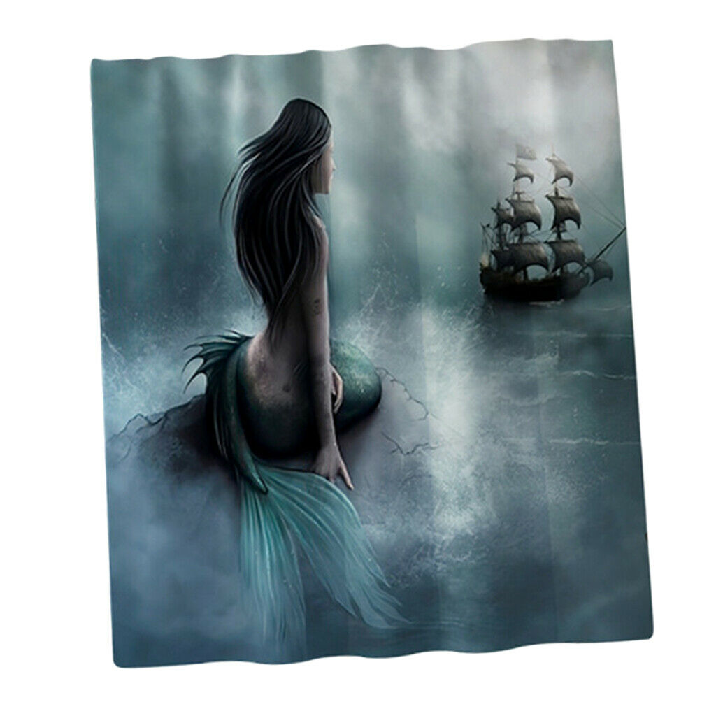 Digital Printed Mermaid Shower Curtains Mildew-resistance Bath Curtain A