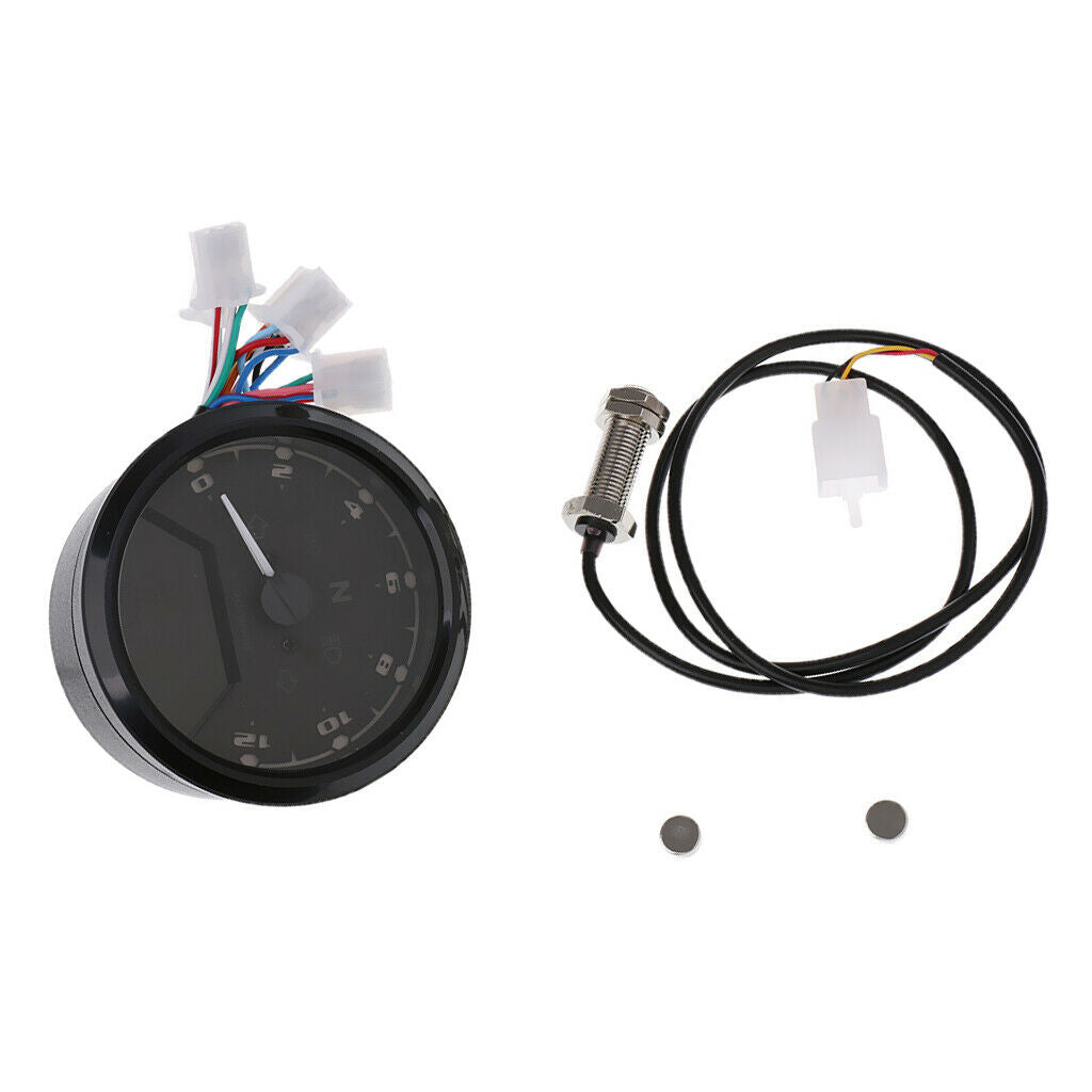 Universal 12000 RPM LCD Digital Speedometer with Odometer Tachometer Gauge 199