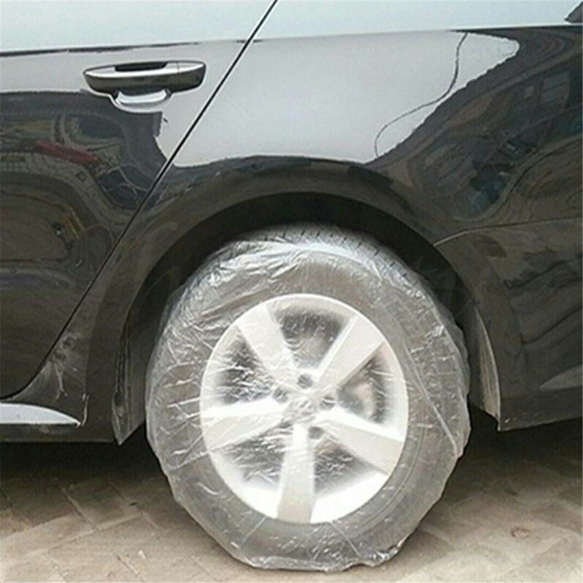 10PCS Car Universal Disposable Waterproof Transparent Tire Wheel Cover Protect