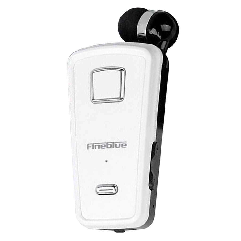 Fineblue Retractable Bluetooth Headset Clip Business Earphone with Mic White