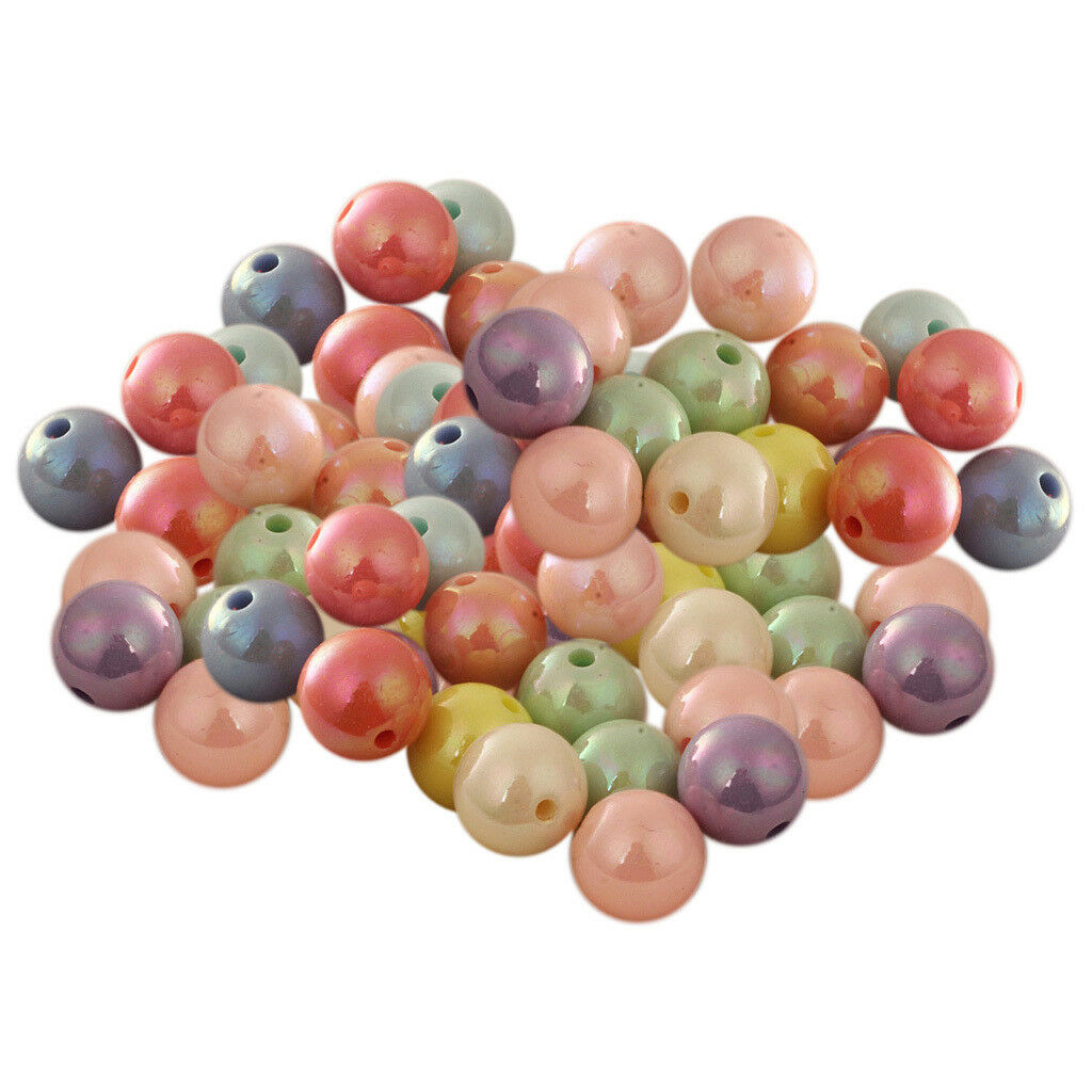 92x Round Acrylic Loose Spacer Beads Fashion Jewelry Making Accessories 10mm