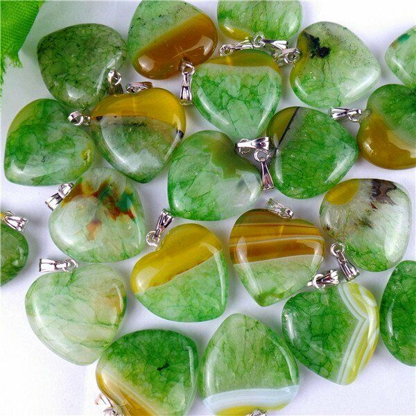 100Pcs 8 Colors Mixed Druzy Geode Agate Love Heart Pendant Bead 20x20x7mm HH6760