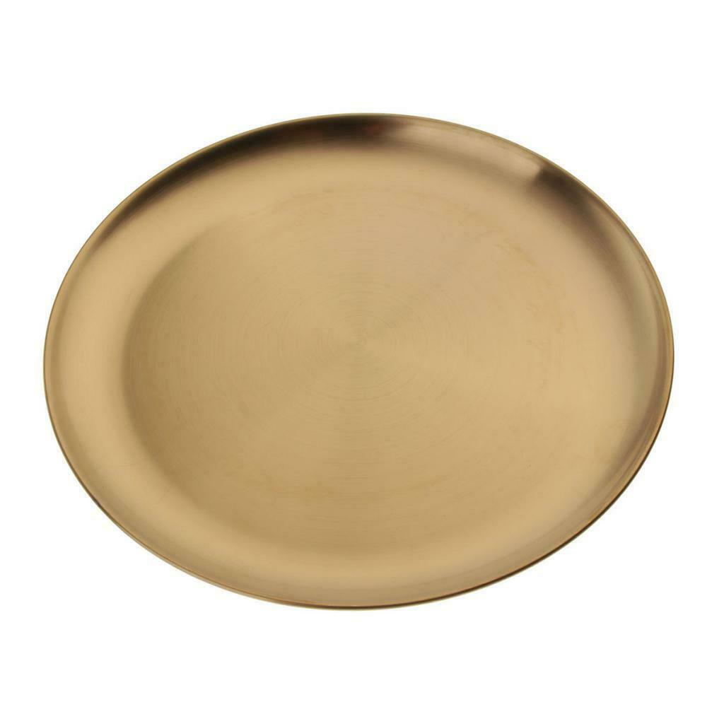 2 Pieces Stainless Steel Salad Appetizer Dinner Plate Round Dish 10 Inch