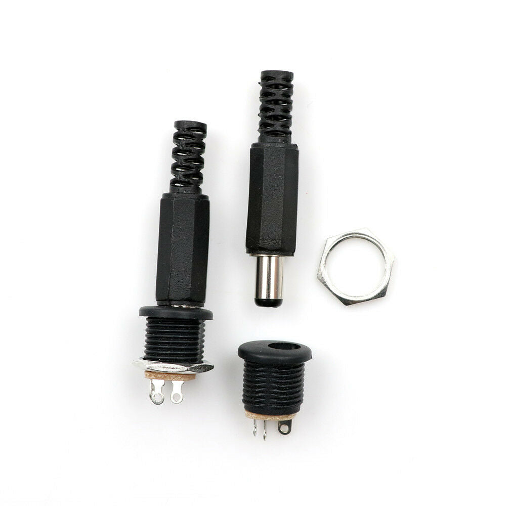 5 Pcs 5.5mm x 2.1mm Male DC Power Plug Connector Screw Lock Female Panel.SoY1