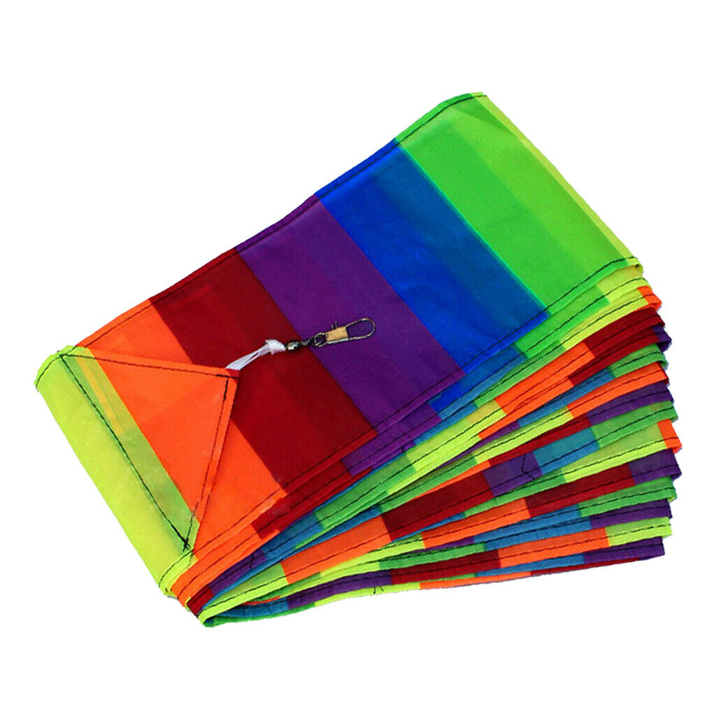 Long 33ft Rainbow Kite Tail Nylon Colourful Delta Kite Accessory Kids Toys