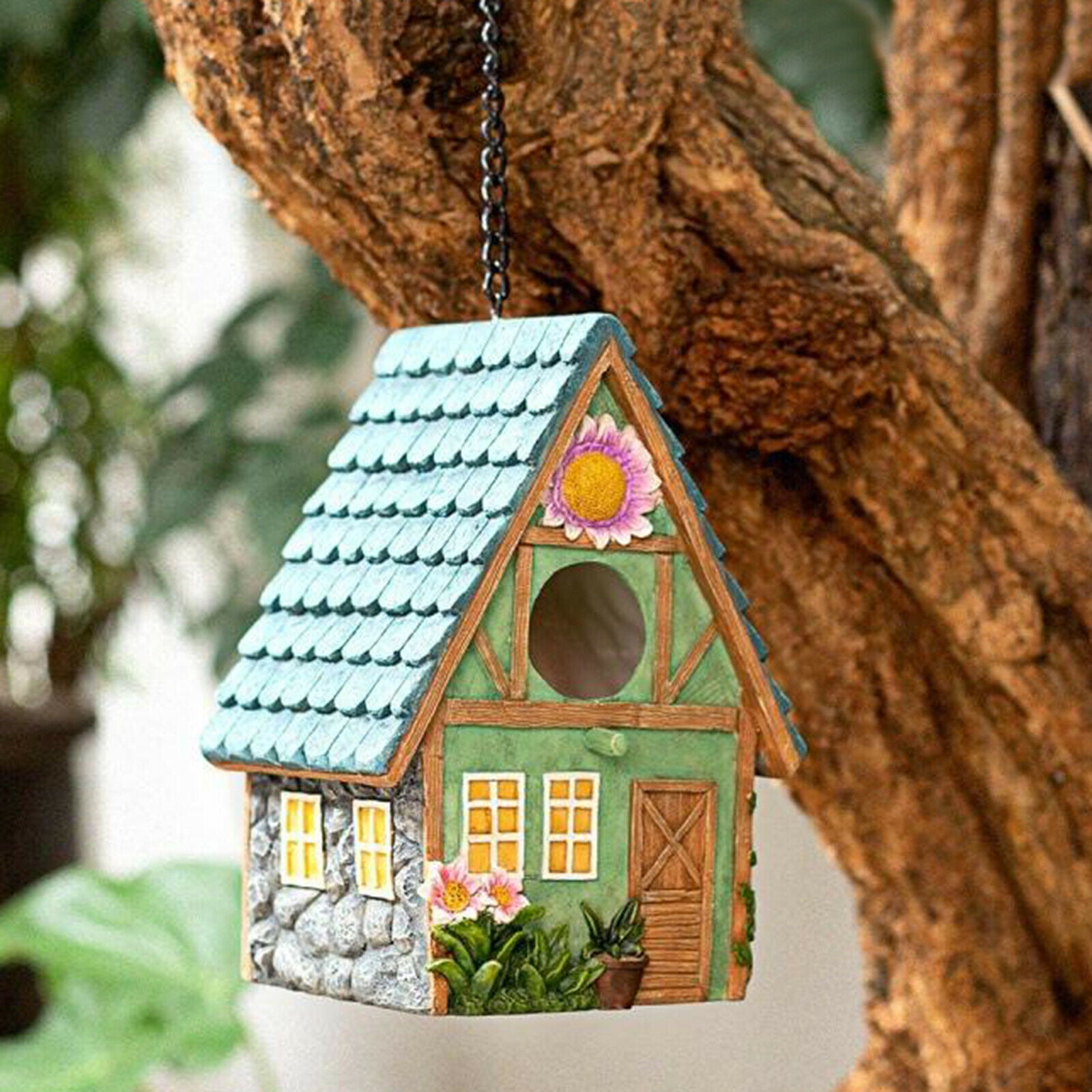 Hanging Birdhouse Country Bird House Outdoor Patio Decorative Nesting Box